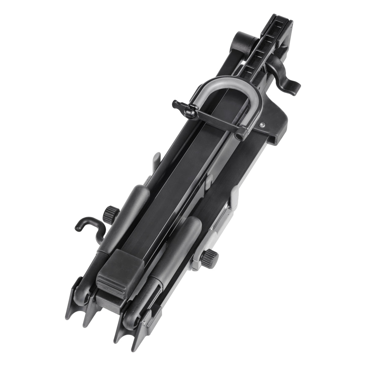 15530 violin stand folded flat with legs collapsed and U-shaped neck support, top-down view, K&M