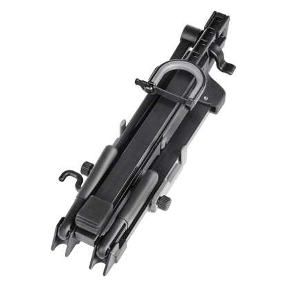 15530 violin stand folded flat with legs collapsed and U-shaped neck support, top-down view, K&M