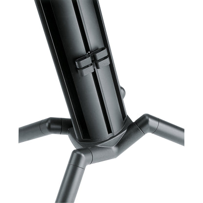18860 Spider Pro keyboard stand base detail showing tripod leg joints and cable clips on the column, K&M