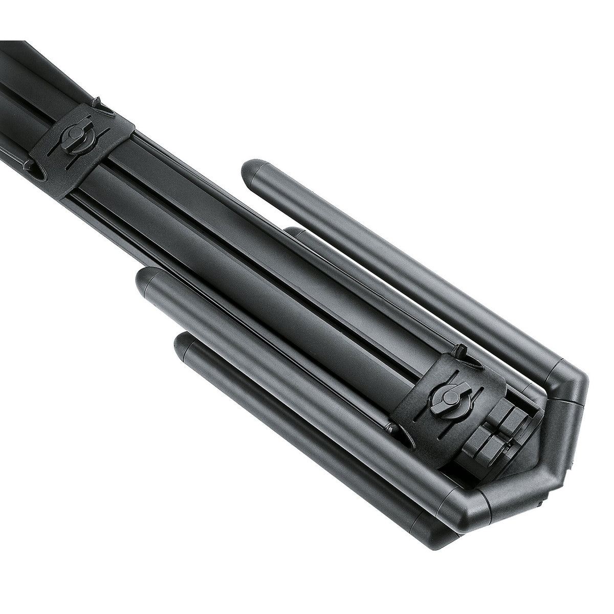 18860 Spider Pro keyboard stand folded for transport with legs and support arms collapsed against the column, K&M