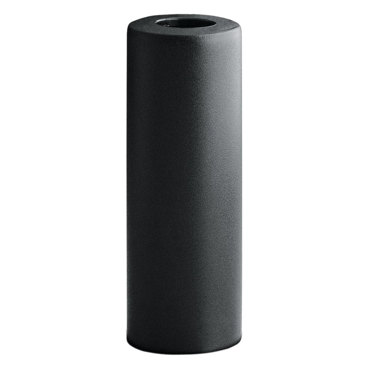 21326 adapter sleeve for speaker flanges on tripod stands, upright front view showing matte black cylindrical body with open top bore, K&M