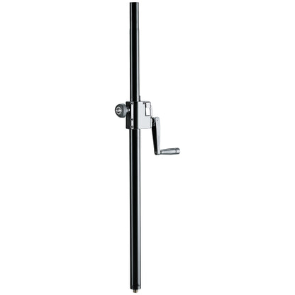 21339 distance rod full length front view with hand crank and clamp knob mounted on black tube, K&M