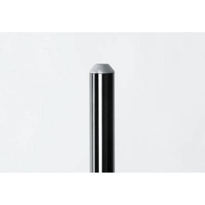21435 speaker stand top pole close-up showing grey plastic end cap on black steel tube, K&M