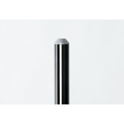 21436 speaker stand top of upper tube detail showing grey cap on black aluminum pole, K&M