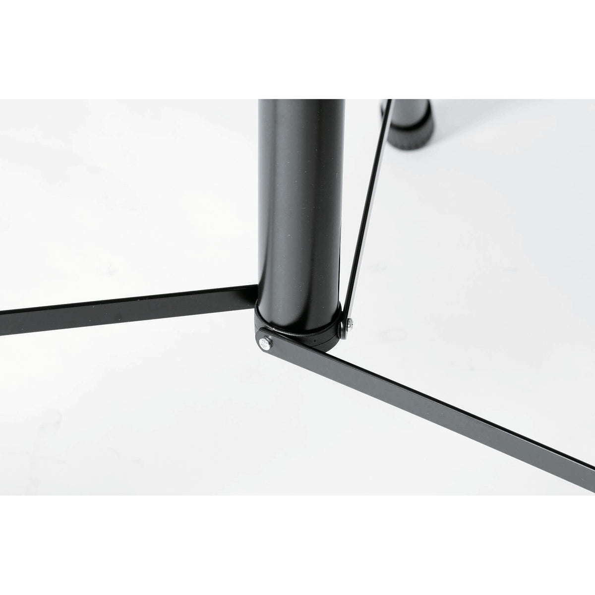21436 speaker stand base detail showing riveted flat steel leg braces joined to the center column collar, K&M