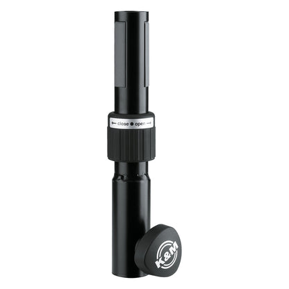 21441 ring lock adapter sleeve full front view with close/open locking ring, grey grip pads and K&M logo clamp knob, K&M