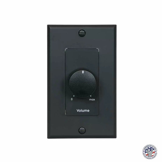 Lowell 100W Mono Volume Control With Decorator Wall Plate | With Bypass | Black