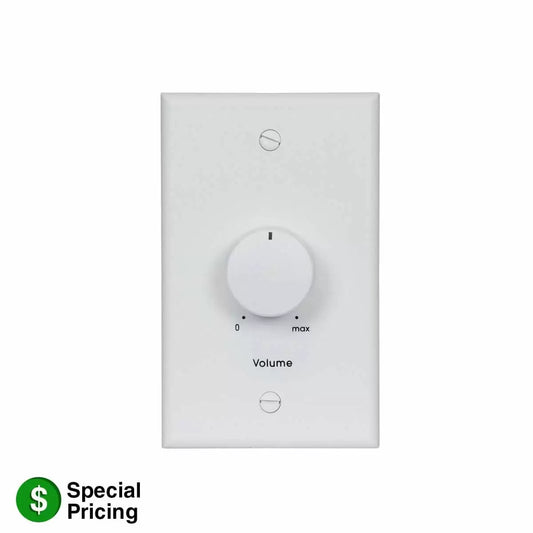 Lowell 100W Mono Volume Control With Standard Wall Plate | Without Bypass | White