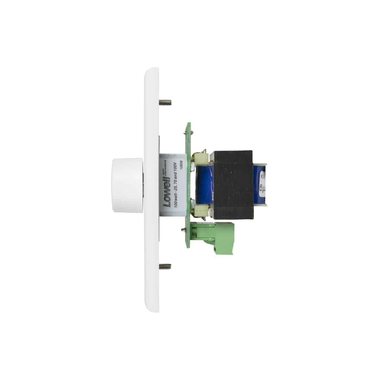Lowell 100W Mono Volume Control With Standard Wall Plate | Without Bypass | White