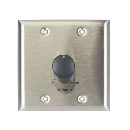 Lowell 150W Stereo Volume Control With 2-Gang Wall Plate | Stainless Steel