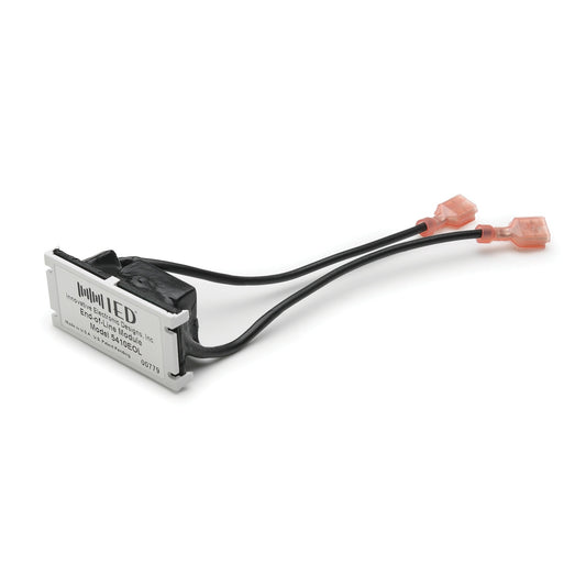 AtlasIED IED5411EOL end-of-line load module, labeled housing with two leads and red quick-disconnect terminals
