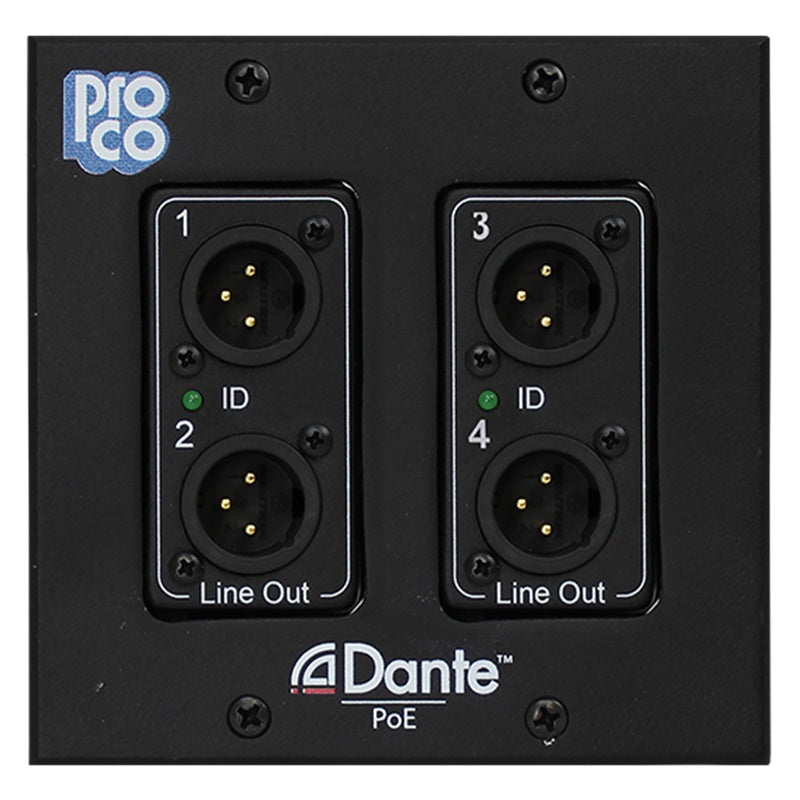 ProCo Sound AODDP Dante Wall Plates | 2 XLR Female + 2 XLR Male