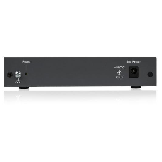 AtlasIED IPS-ZC4 paging gateway rear panel with reset button, ground screw, and +48VDC external power jack