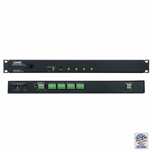 Lowell SEQR Power Sequencer 1U Rackmount Low Voltage Sequencer | 4 Step | Barrier Strip | Rocker Switch