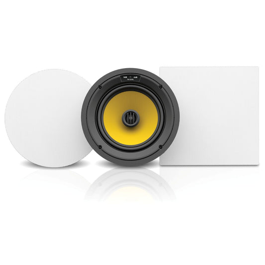 AtlasIED T825CW 8" in-wall in-ceiling speaker with included round and square white grilles