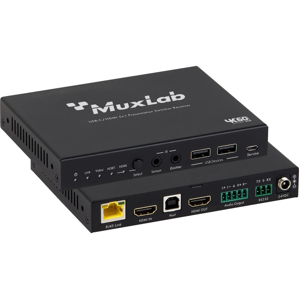 MUXLAB 500533 Usb-C/Hdmi 5X1 Presentation Switcher W/Dante