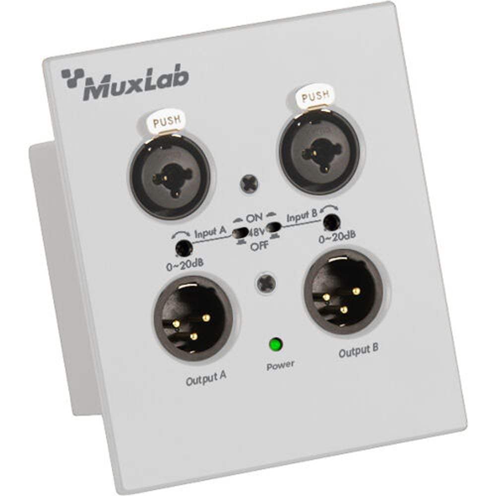 MUXLAB 500558-WH Dante 2-Channel Xlr Wall-Plate