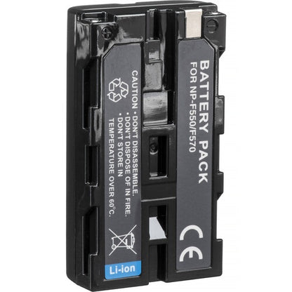 Blackmagic Design BATT-NPF570/CAM lithium-ion battery pack label side with caution and Li-ion markings