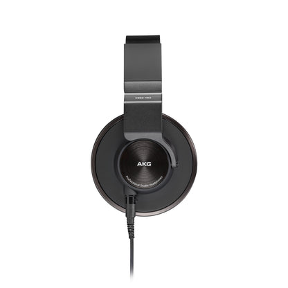 K553 MKII side profile with AKG Professional Studio Headphones earcup badge and K553 MKII yoke marking, AKG