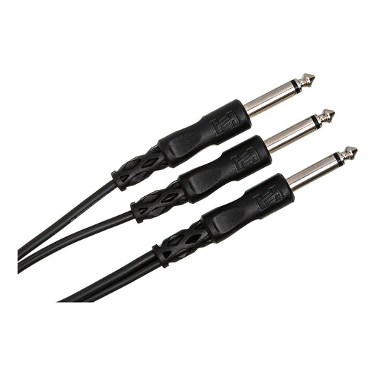 Hosa 1/4 TS to Dual 1/4 TS Y Cable ends