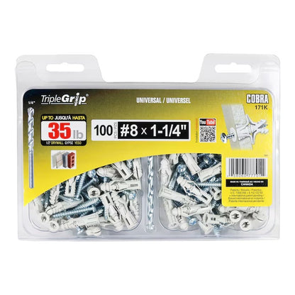 53881_Primacoustic-Broadway-Cobra-Kit-100-Triple-Grip-Wall-Anchors-With-Drill-Bit-100-Pack_ALT1_sqr