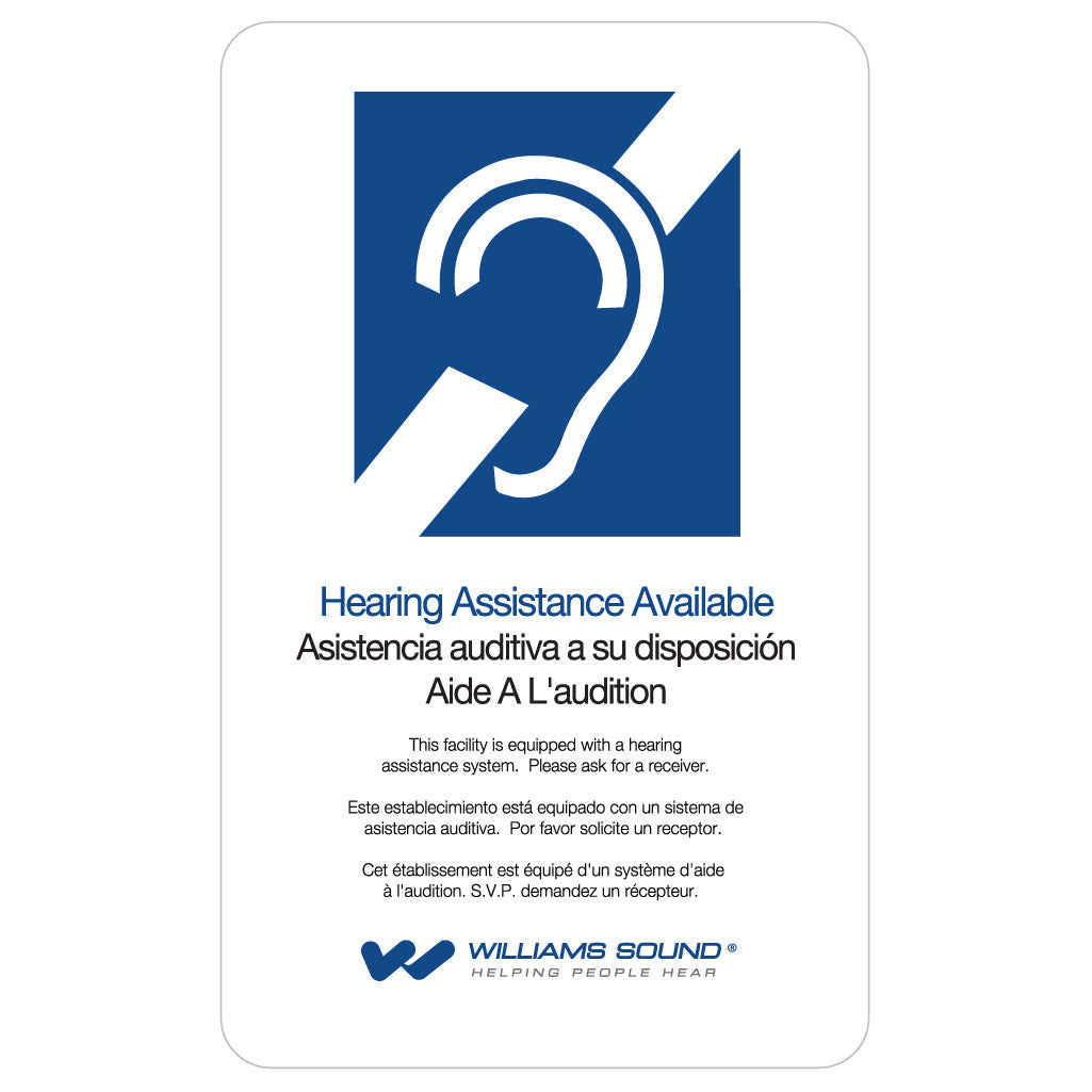 Williams AV FM 557-12 Assistive Listening System signage detail