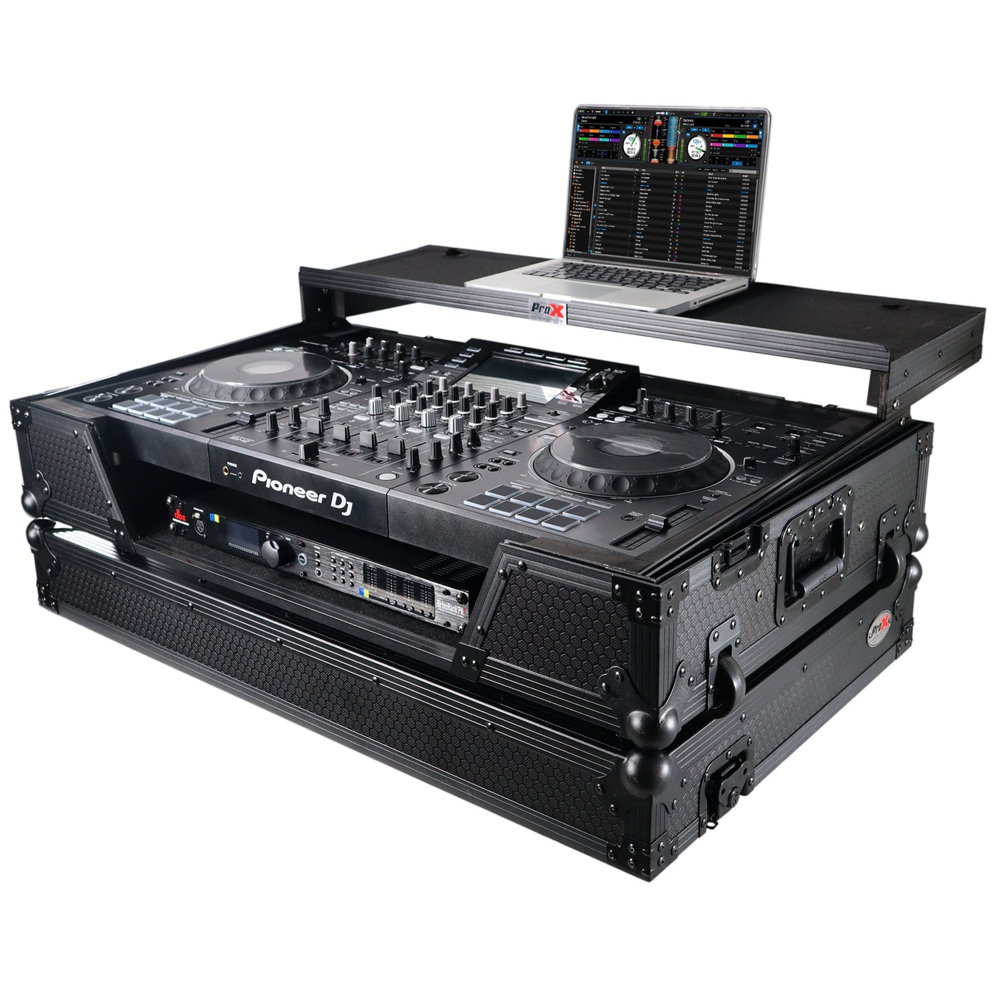 ProX ATA Flight Case For Pioneer XDJ-XZ DJ Controller with 1U Rack Space and Wheels | Black/Black | With Laptop Shelf