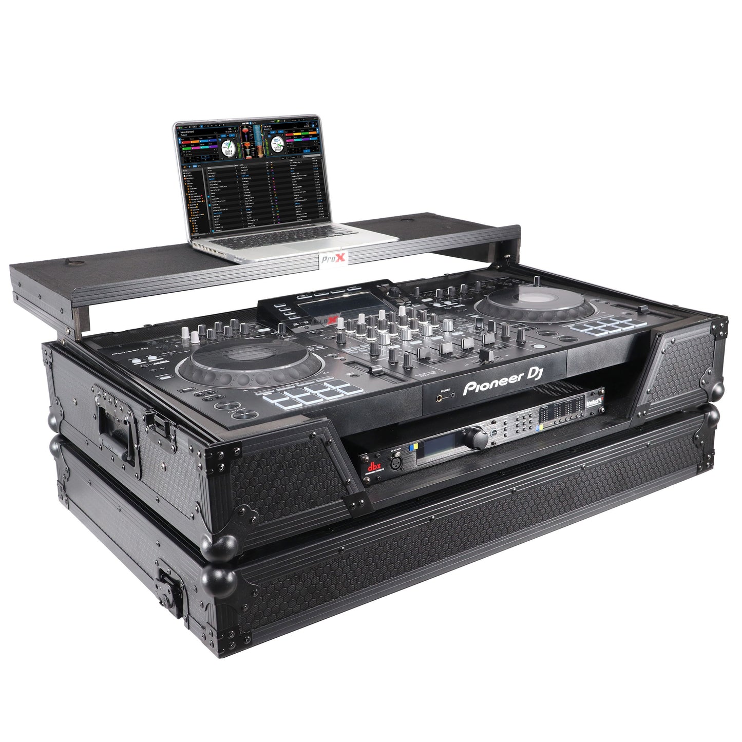 ProX ATA Flight Case For Pioneer XDJ-XZ DJ Controller with 1U Rack Space and Wheels | Black/Black | With Laptop Shelf
