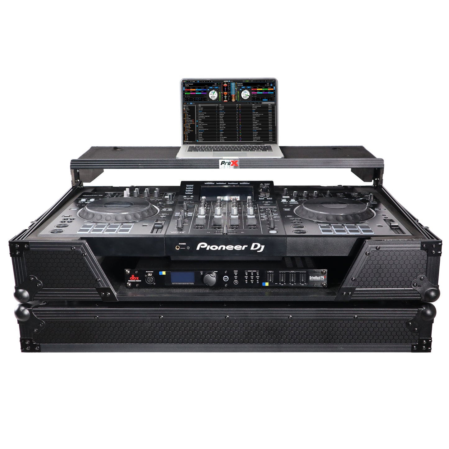 ProX ATA Flight Case For Pioneer XDJ-XZ DJ Controller with 1U Rack Space and Wheels | Black/Black | With Laptop Shelf