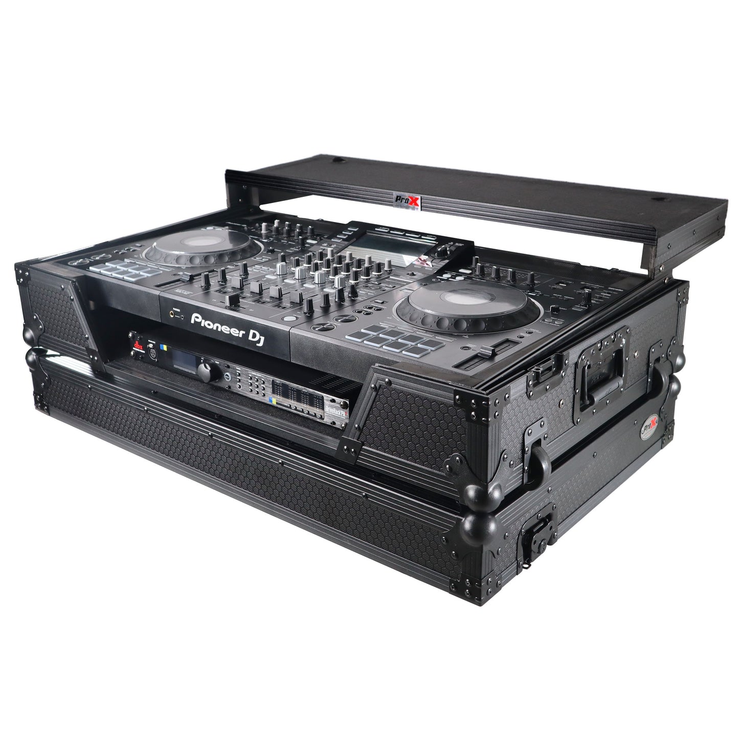 ProX ATA Flight Case For Pioneer XDJ-XZ DJ Controller with 1U Rack Space and Wheels | Black/Black | With Laptop Shelf