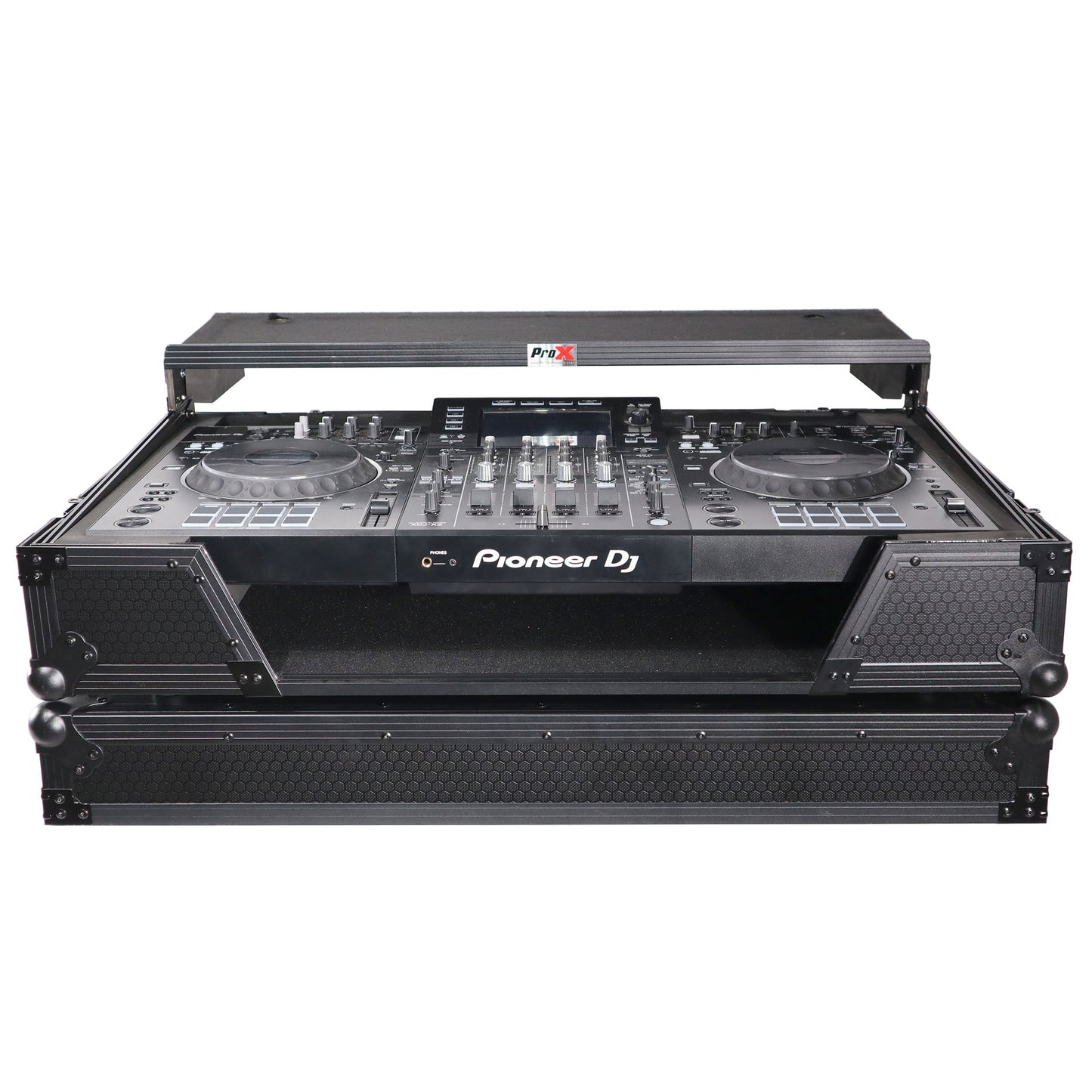 ProX ATA Flight Case For Pioneer XDJ-XZ DJ Controller with 1U Rack Space and Wheels | Black/Black | With Laptop Shelf