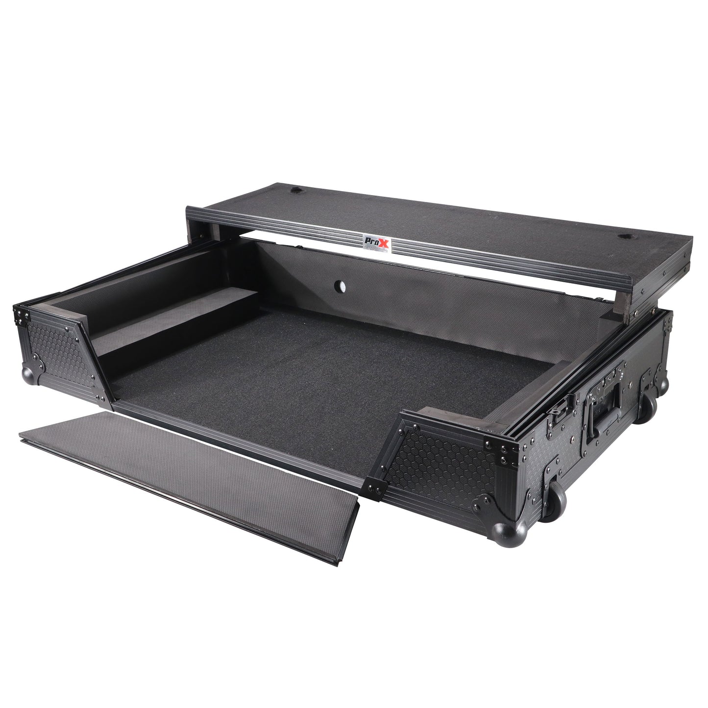 ProX ATA Flight Case For Pioneer XDJ-XZ DJ Controller with 1U Rack Space and Wheels | Black/Black | With Laptop Shelf