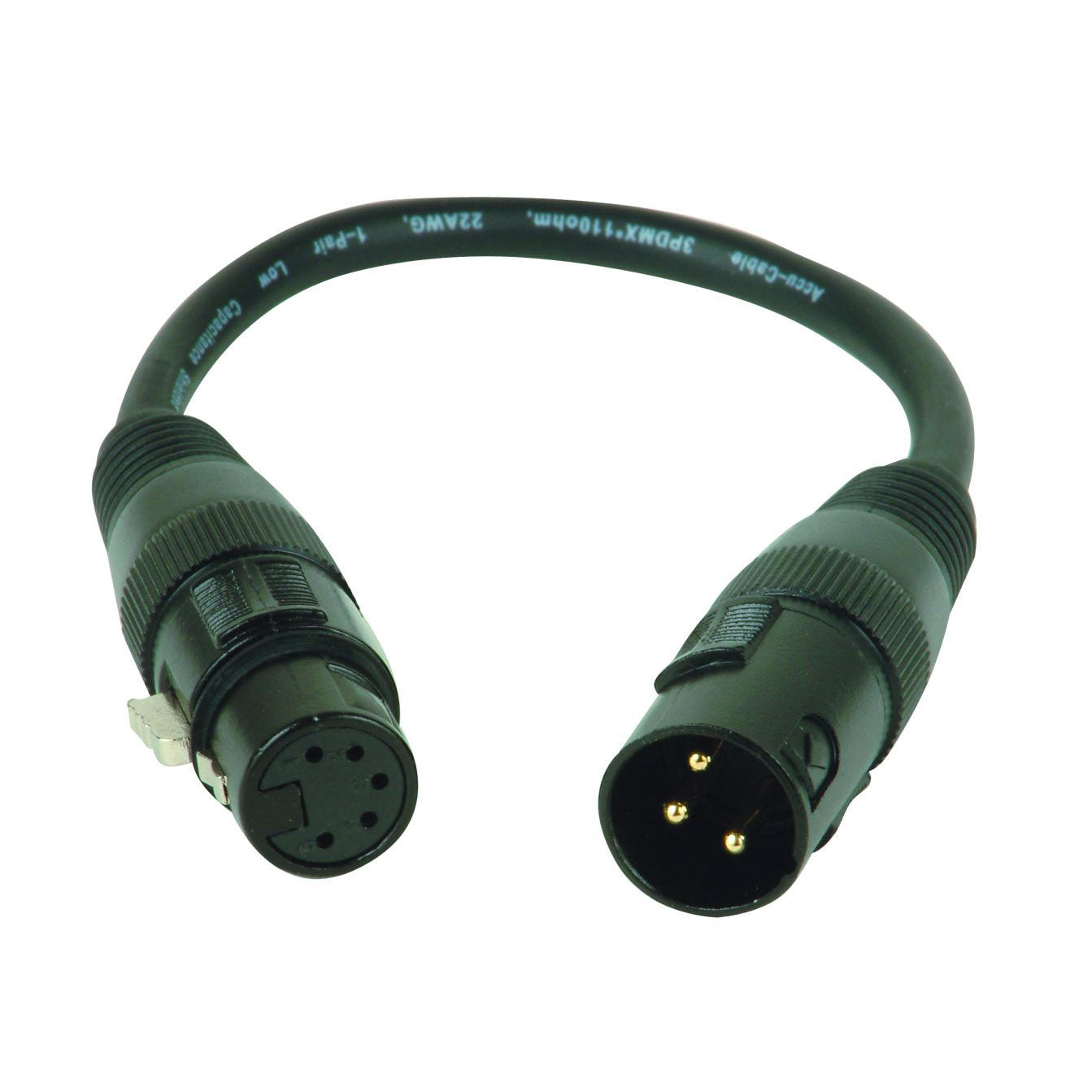 Accu-Cable AC3PM5PFM 3-Pin Male to 5-Pin Female DMX Adapter
