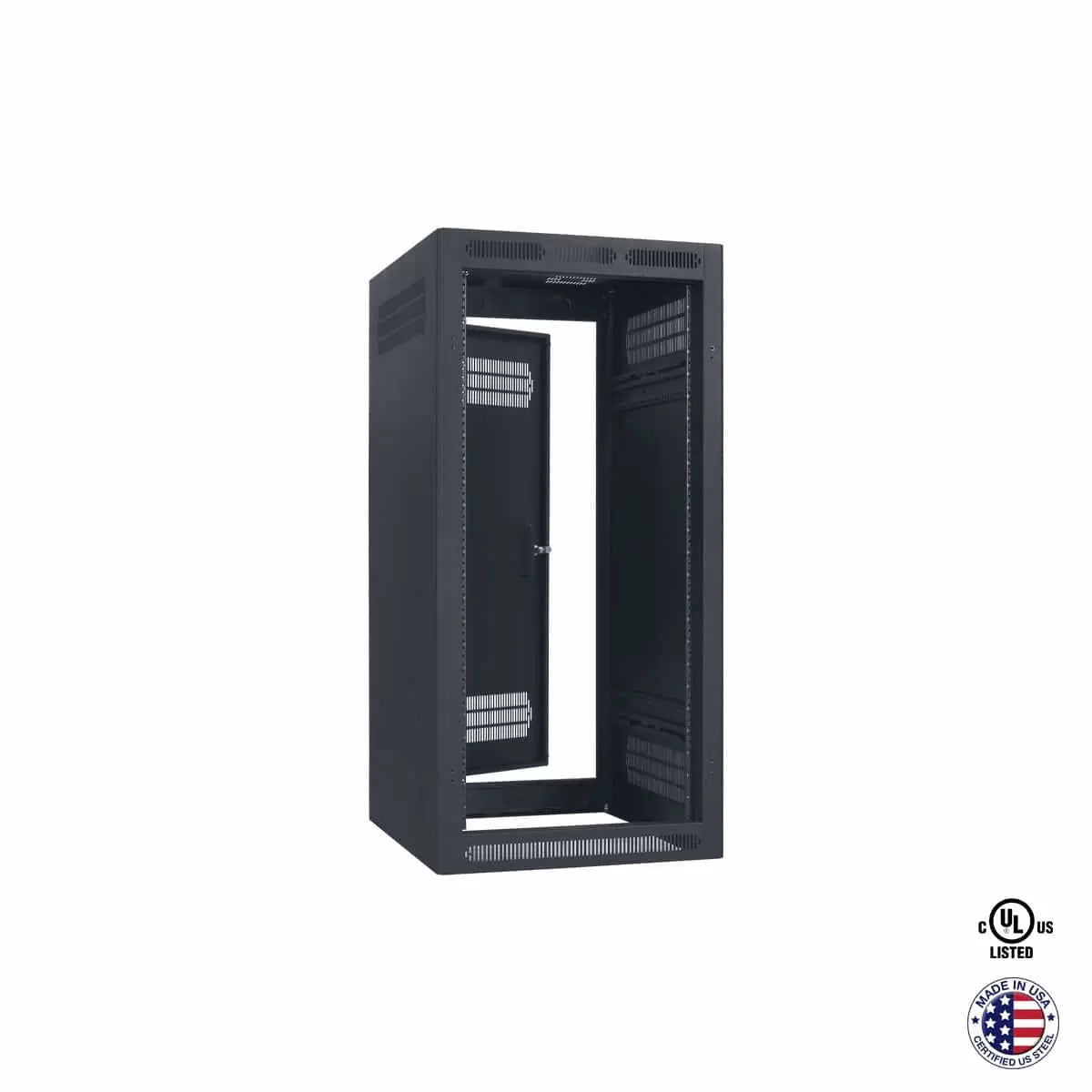 Lowell LER Series Enclosed AV Rack Welded Steel 19" Install Rack | 27"D | 24U | With Rear Door