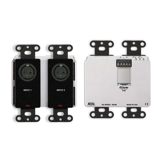 RDL DDB-BN2M Wall-Mounted Bi-Directional Mic/Line Dante Interface 2 x 2