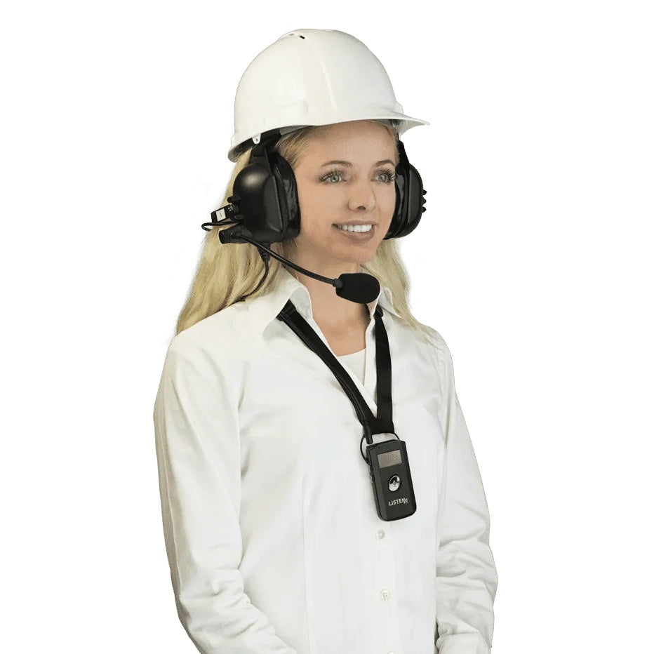 Listen Technologies LA-455 Over-Ear Industrial Headset With Boom Mic
