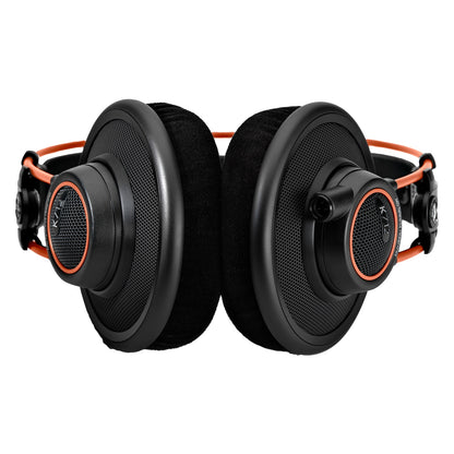 K712 Pro rear three-quarter view showing both open-back earcups and detachable cable connector, AKG
