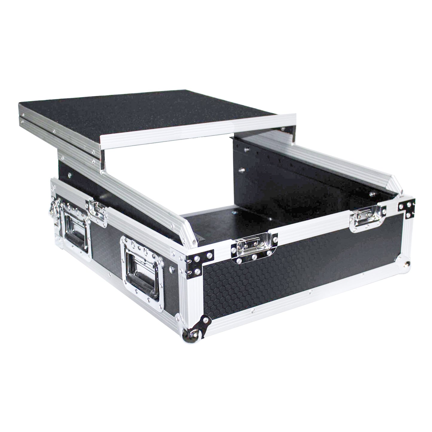 ProX 19" Slant Mixer Flight Case ATA Road Case With Laptop Shelf | 13U | Silver on Black