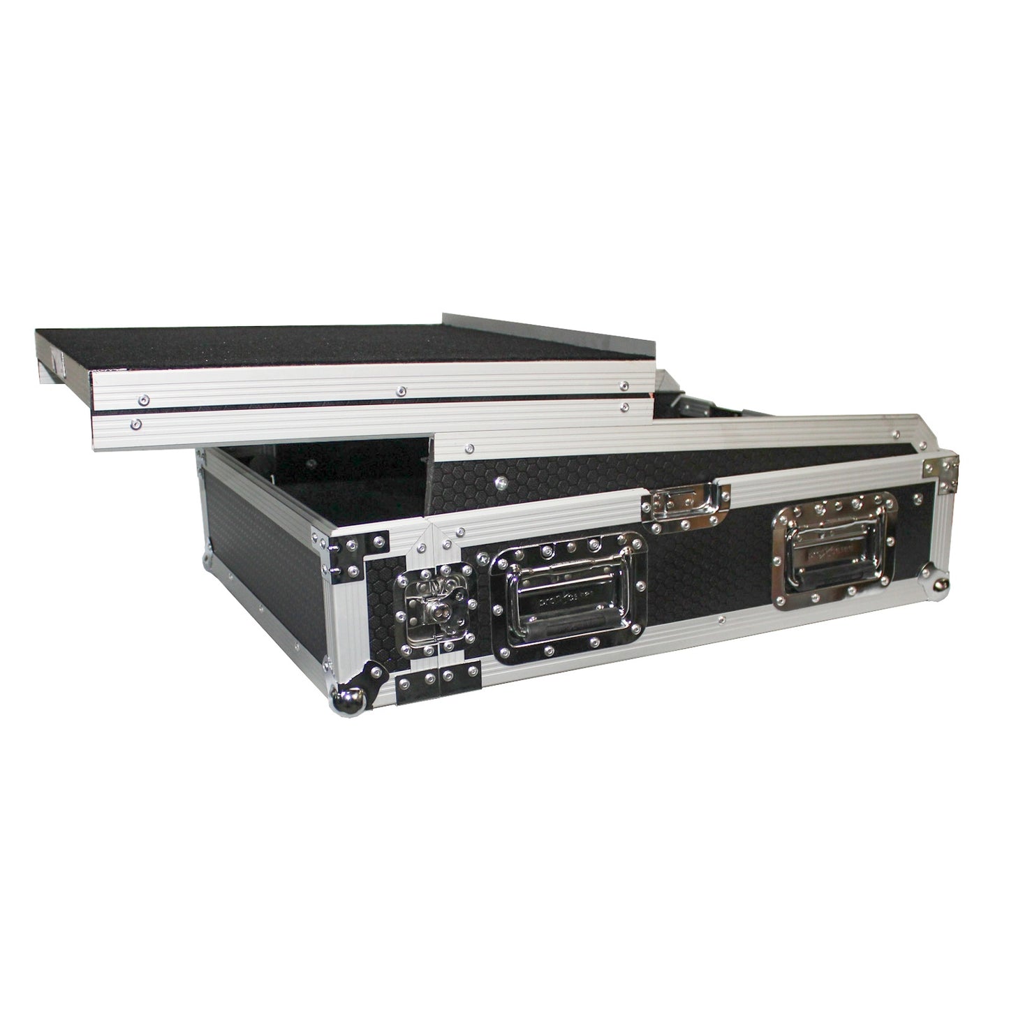 ProX 19" Slant Mixer Flight Case ATA Road Case With Laptop Shelf | 13U | Silver on Black