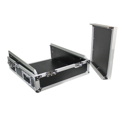 ProX 19" Slant Mixer Flight Case ATA Road Case With Laptop Shelf | 13U | Silver on Black