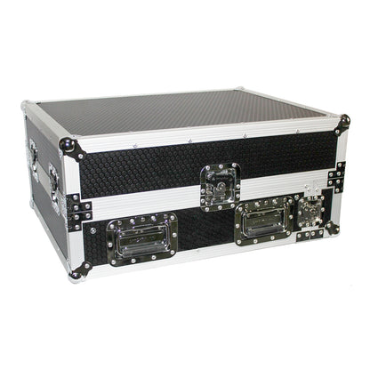 ProX 19" Slant Mixer Flight Case ATA Road Case With Laptop Shelf | 13U | Silver on Black