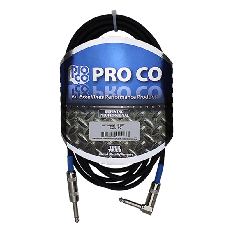 ProCo EGL-20 1/4 TS Right Angle to 1/4 TS Straight Instrument Cable package