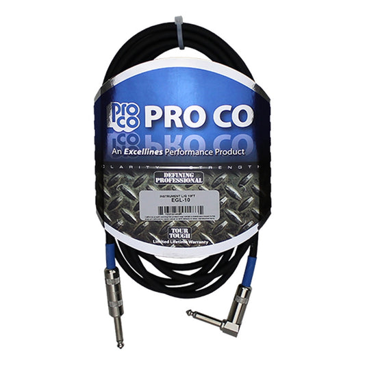 ProCo EGL-20 1/4 TS Right Angle to 1/4 TS Straight Instrument Cable package