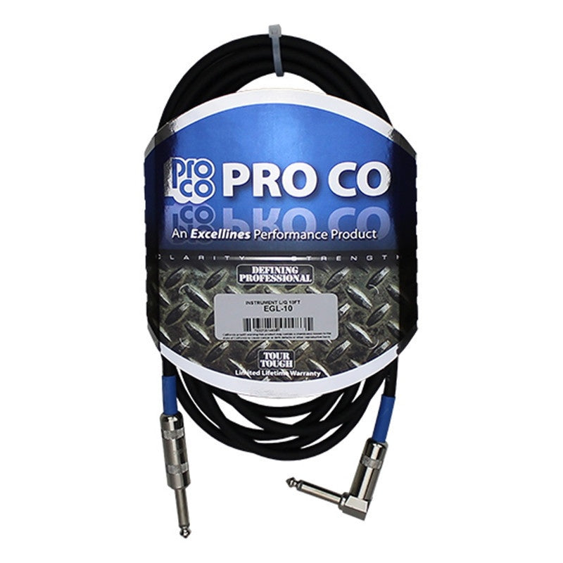 ProCo EGL-20 1/4 TS Right Angle to 1/4 TS Straight Instrument Cable