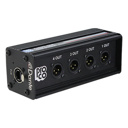 ProCo Sound AODST Dante Drop Box | 2 XLR Female + 2 XLR Male