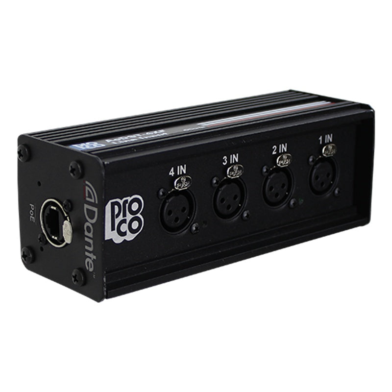 ProCo Sound AODST Dante Drop Box | 2 XLR Female + 2 XLR Male
