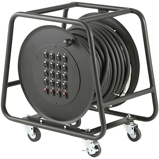 RapcoHorizon REEL Concert Series snake reel on casters with numbered XLR input panel and coiled cable