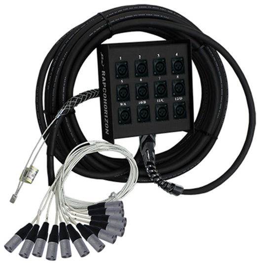 RapcoHorizon S Players Series mic snake with 12-channel XLR stage box and coiled 50 ft cable