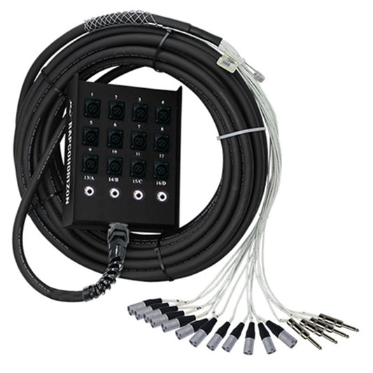 RapcoHorizon S Players Series snake stage box with 12 XLR inputs and 4 1/4" returns over coiled cable