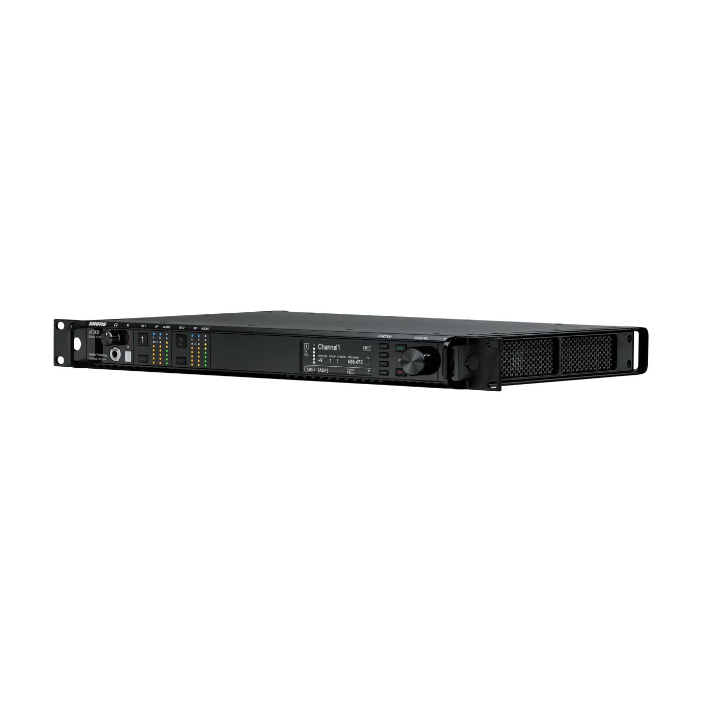 Shure AD4D 2-Channel Axient Digital Wireless Receiver | Frequency: B (606-810 MHz), Accessories: US Power Supply